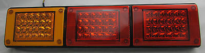 Pair of 12/24V LED Jumbo Tail lights, Amber/Red/Red, Truck,Bus,Ute,Trailer,Caravan