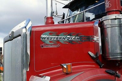 Pair of Stainless Flame Badge Backings, Bonnet Flames, to suit Western Star