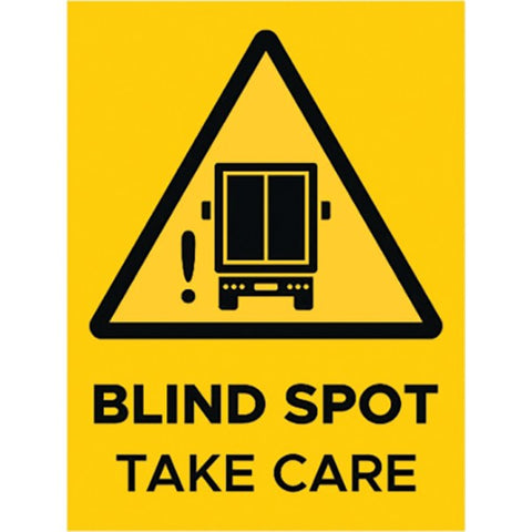 "Blind Spot Take Care" 200 x 300mm Class 2 Reflective - Long Life Sticker