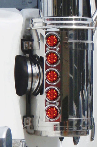 Pair of Stainless Steel Air Cleaner Boxes, Red Torpedo Lights, Western Star