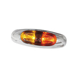 Clear Amber/Red Marker light, chrome housing, 12-24 Volt,Truck,Trailer,Ute,Bus