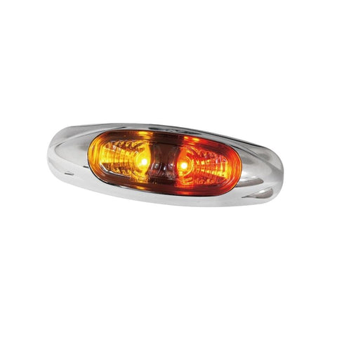 Clear Amber/Red Marker light, chrome housing, 12-24 Volt,Truck,Trailer,Ute,Bus