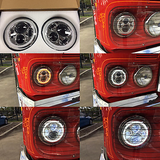 Pair of  LED Angel Eye 7 Inch Headlights H4 Hi/Lo Clear, May suit Kenworth Truck