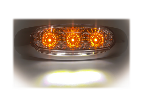 Clear/Amber Marker/STEP light with chrome housing, 12-24 Volt,Truck,Trailer,Bus