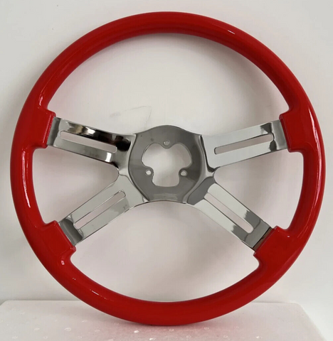 Steering Wheel ONLY. RED 4-spoke. Freightliner,Kenworth,Mack,Western st